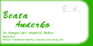 beata anderko business card