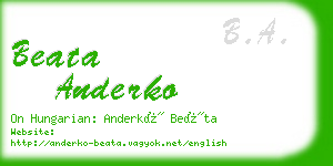 beata anderko business card